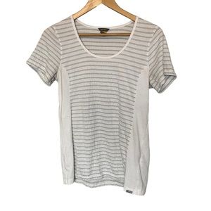 Eddie Bauer White & Gray Striped T-Shirt